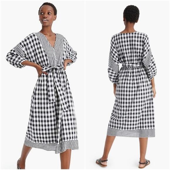 J Crew Tie Waist Button Front Dress in Organic Cotton Size XS - Picture 2 of 9